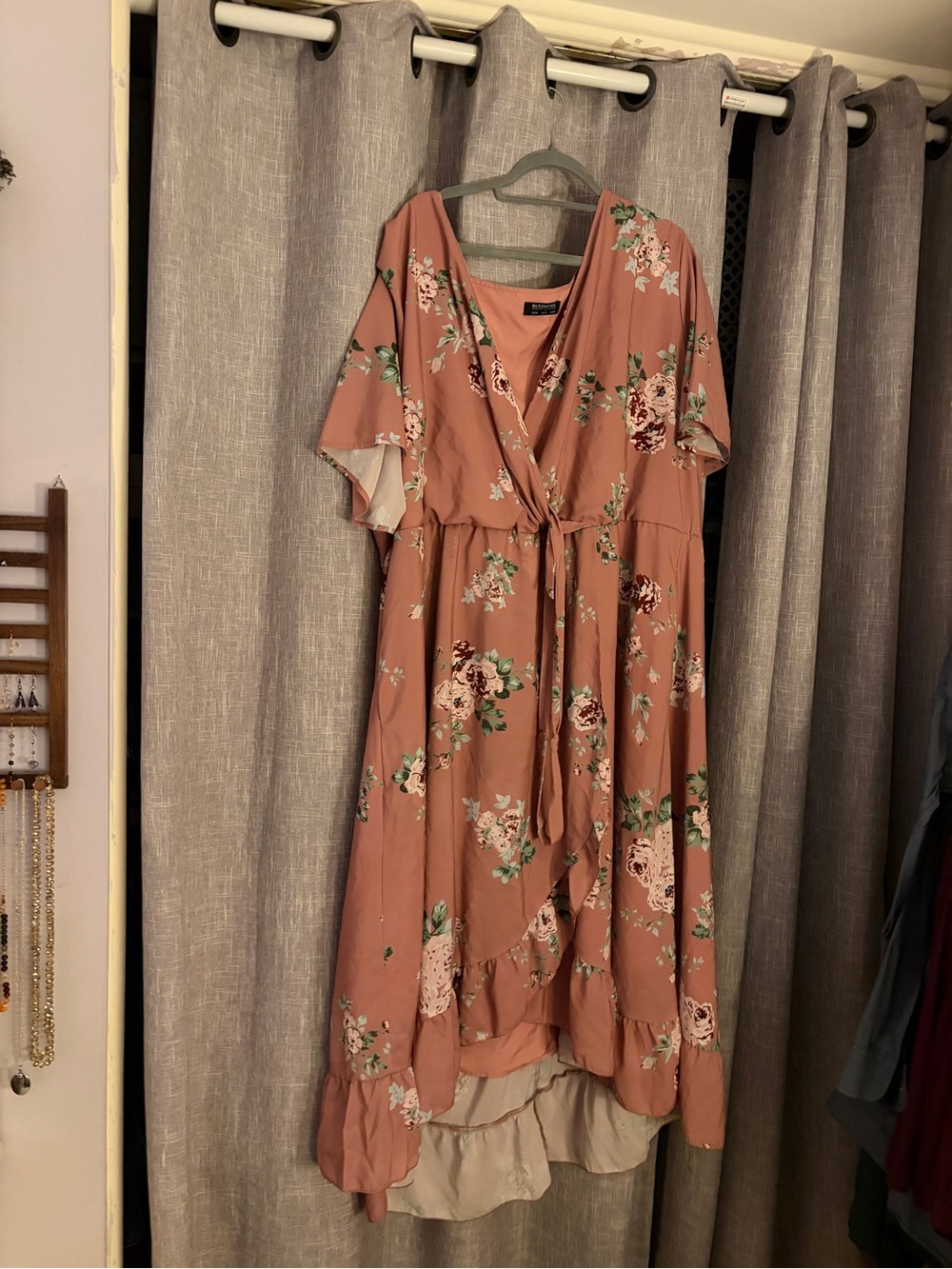 Rose Dust Floral High-Low Wrap Dress